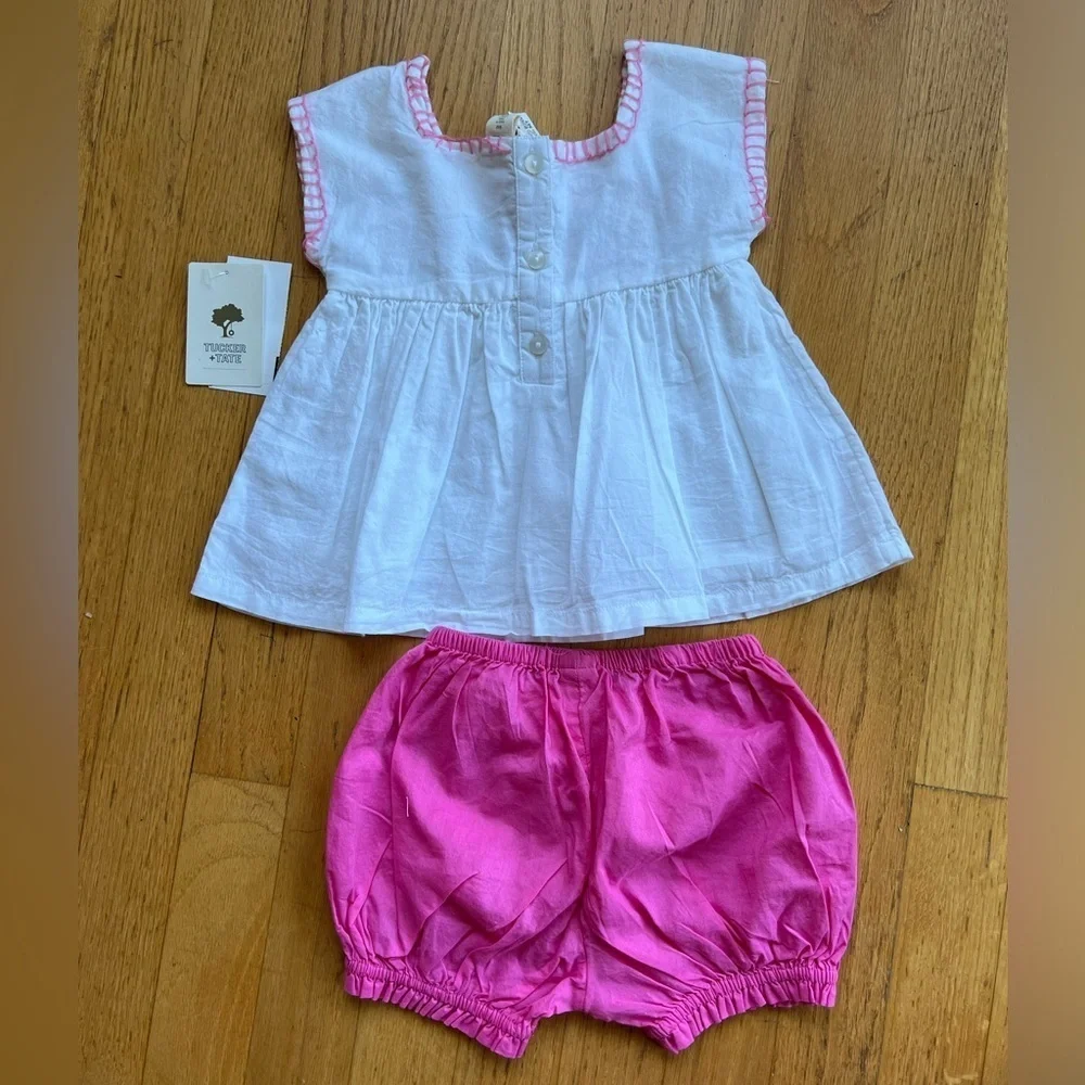 NEW Tucker+Tate Embroidered White Top & Bloomers, sz 9M
